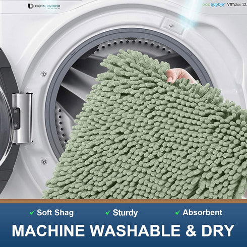 smiry Luxury Chenille Bath Rug 24''x16'', Extra Soft Shaggy Bathroom Mat, Non-Slip Plush Carpet Runner, Machine