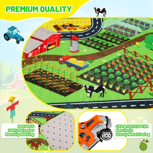 Mfmiudole Set 10 (4 6 Community 39.4"x59" Farm Play Rugs Gift - Vehicles Construction Trucks + Cars), Traffic Rug