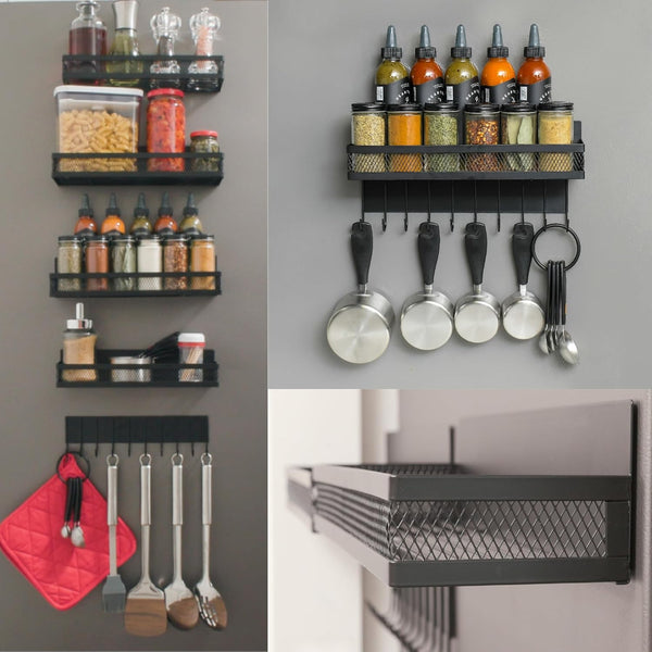 Houseify SPICE FLOAT Magnetic Spice Organizer Racks - 4 Premium Metal Racks