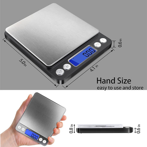 Fuzion Digital Gram Scale with 2 Trays, 500g/ 0.01g Small Jewelry Scale, 6 Units Gram Scales Digital Weight Gram and Oz, Tare Function Digital Herb Scale for Food, Mini Reptile by Fuzion