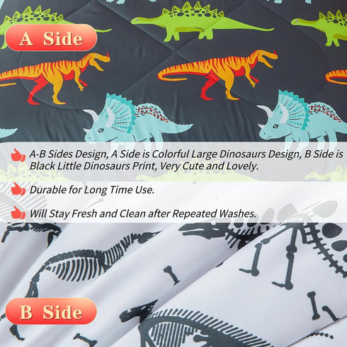 Set Set Set RYNGHIPY Dinosaur Bedding - Queen Size Comforter for Boys & Girls - Soft, Breathable, Cute Dinosaur Bed