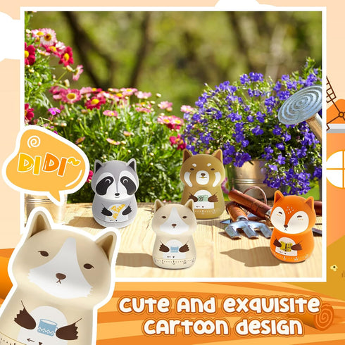 4 60 Amylove Pieces Cute Kitchen Timer Animal Mechanical Manual Fox Raccoon Bear Wolf Minutes Loud Alarm Egg Windup
