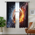 Cinbloo American Football Curtains Sheer Rod Pocket Wall Decor for Kids, Teens Bedroom, Water Flame Football Art