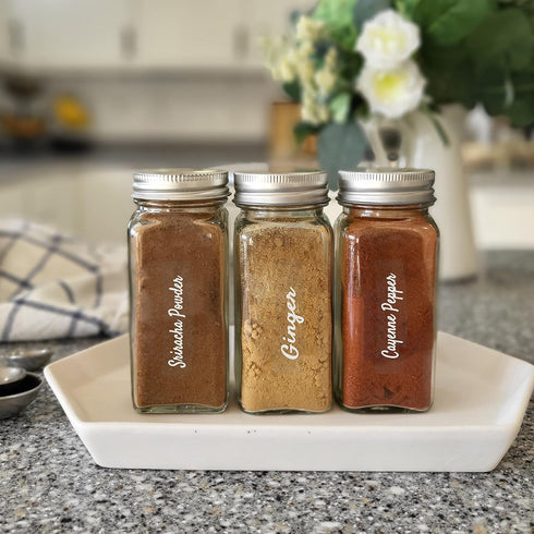 Clear Spice Jar Labels, Preprinted Waterproof Stickers for Organizing Kitchen and Pantry Herbs