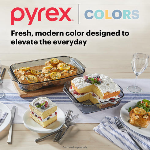 Pyrex Colors 9"x13" Tinted Glass Baking Dish with BPA-Free Lid, Oblong Bakeware for Casserole & Lasagna