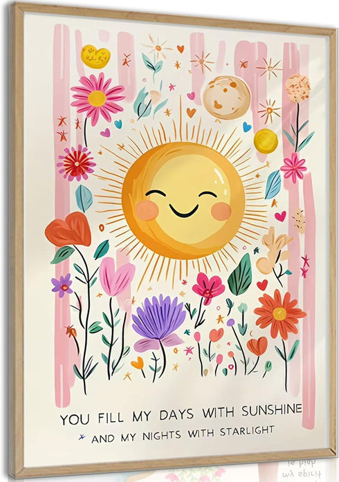 Wildflower Nursery Wall Art Boho Sun Floral Botanical Wall Decor You Fill