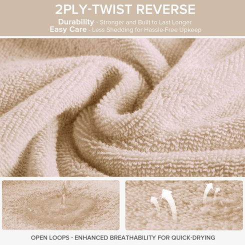 12-Piece Set 4 4 4 100% Comfort Spaces Luxury Bath Towel - Large, Hand, Washcloth, Cotton, Quick Dry, Zero Twist, Soft
