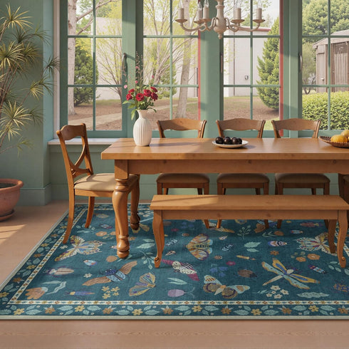 5x7 Decor(5'x7',Dark Beeiva Insect Print Rug for Bedroom - Soft Washable Non Slip Butterfly Playroom Rugs for Living