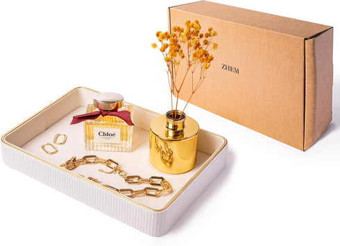 ZHEM Countertop| Perfume Tray Valet Tray Night Stand Bedside Organizer| Perfume Organizer Catchall| Perfume Trays