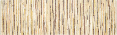 THE BEER VALLEY Cotton Rag Runner Rug, 2'x6' Beige Farmhouse Neutral Long Hallway Rugs for Kitchen Living Room