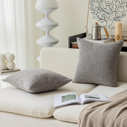 Kevin Textile Decorative Throw Pillow Covers, Set of 2, 20 x 20 inches, Grey, Modern Farmhouse
