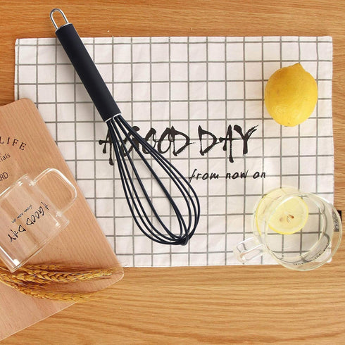 High Temperature Silicone Whisk, 10 inch Stirrer with Good Grip Design for Blending, Whisking, Beating, Cooking, Baking