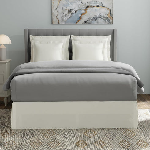 TODAY'S HOME Classic Tailored Microfiber Bed Skirt Dust Ruffle - 14" Drop Length, Twin, Ivory
