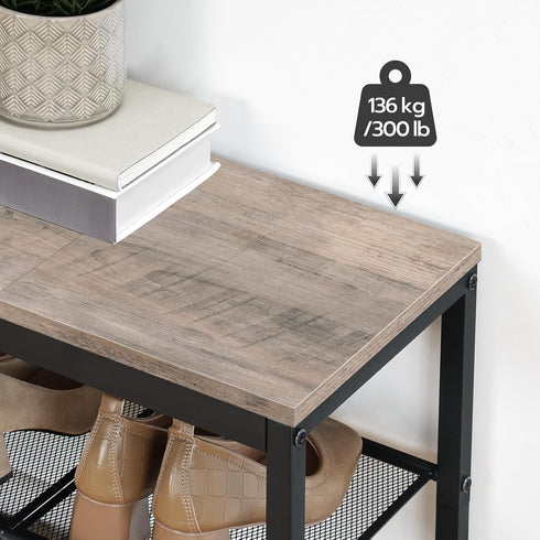 3-Tier 19.7 inches BG50HX01 HOOBRO Shoe Bench, Shoe Rack, Industrial Shoe Organizer Storage Bench, Entry Bench
