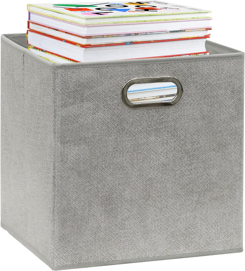 Simple Houseware 6 Pack Printing Fabric Cube Storage Bin with Handle - Gray