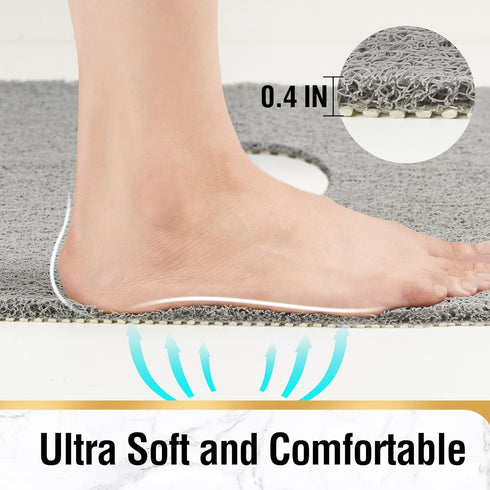36 36 Inch HITSLAM Square Shower Mat, x Non Slip Bath Mat for Tub, Soft PVC Loofah Bathtub Mats with Drain Holes, Quick