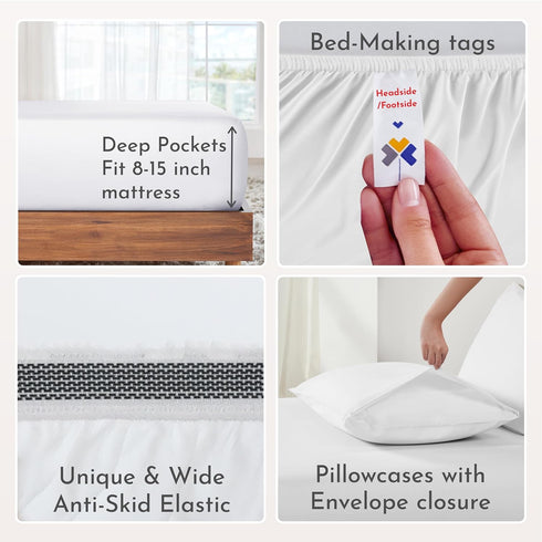 California Design Den Percale Full Size Sheet Sets, Deep Pocket 100% Organic Cotton, GOTS Certified, White Sheets