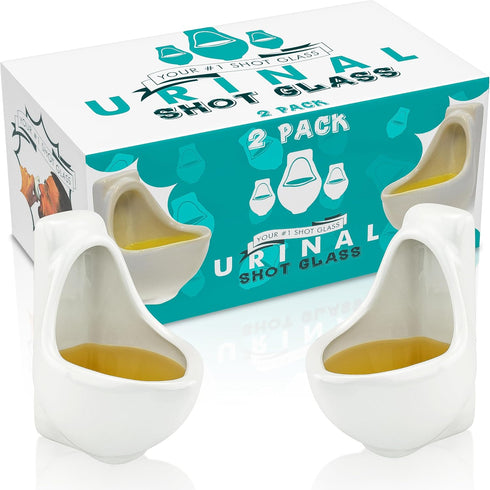 Fairly Odd Novelties Ceramic Urinal Shot Glasses - Set of 2, 1.5oz - Perfect Gag Gift