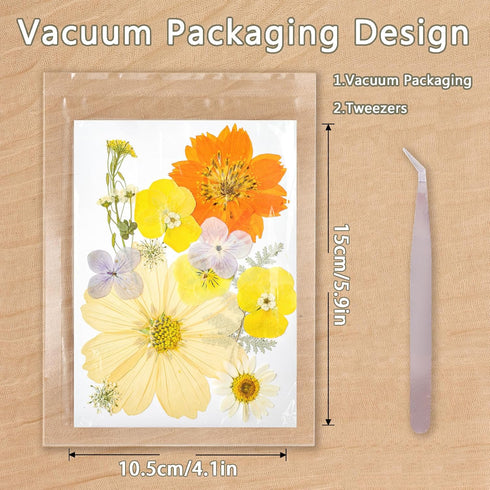 Gvhntk Dried Pressed Flowers Real Pressed Flowers Natural Dry Leaves Bulk Mixed Colorful Herbs Kit with Tweezers