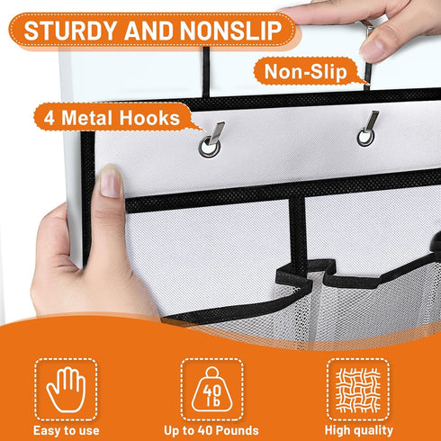 Aheroi 2 Pack 35 40 lbs, Pockets Over Door Shoe Organizer, White, Holds Up to Mesh Pockets, Foldable, Hanging Shoe Rack