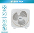 Comfort Zone 9 Inch Box Fan, Portable Electric Quiet, 3 Speed, Small Desk Fan, Ideal for Home, Bedroom, Dorm, & Office