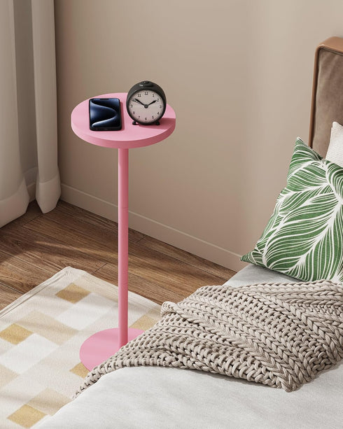 TB01BP065 TUTOTAK Tall Round Side Table, Small End Table, Drink Table, Pedestal Side Table, livingroom, Pink