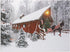 BANBERRY DESIGNS Lighted Christmas Wall Art, LED Red Covered Bridge Canvas Print, Farmhouse Style Decor