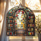 Floral Bookshelf Acrylic Suncatcher, Bookish Suncatchers for Window Hanging Ornament, Art Garden