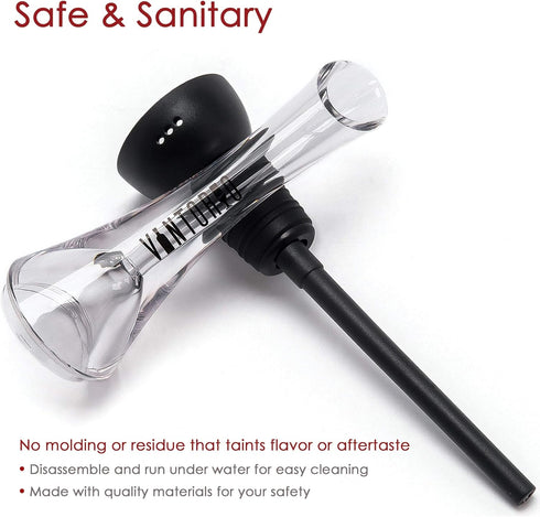 Vintorio Wine Aerator Pourer, Premium Aerating Pourer and Decanter Spout, Black