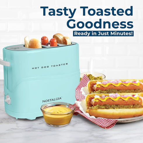 Nostalgia Pop-Up 2 Hot Dog and Bun Toaster With Mini Tongs, Works with Chicken, Turkey, Veggie Links, Sausages and Brats by Nostalgia