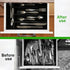 Black Bamboo Silverware Organizer - 10 In Utensil Tray for Kitchen Drawer, Cutlery Flatware Organizer