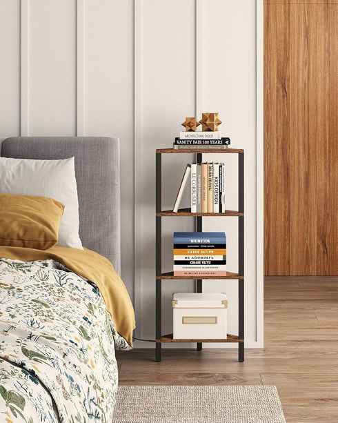 4-Tier BS05BB004L TUTOTAK Corner Shelf, Corner Bookshelf for Small Space, Narrow Display Corner Shelf Stand