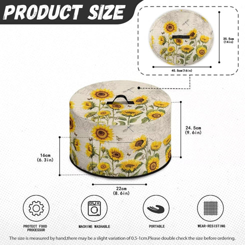 Kitchen Appliance Dust Covers for 6 7 8 Quart Slow Cooker, Sunflower Butterfly Oval Design, Pocket for Clean Kitchen