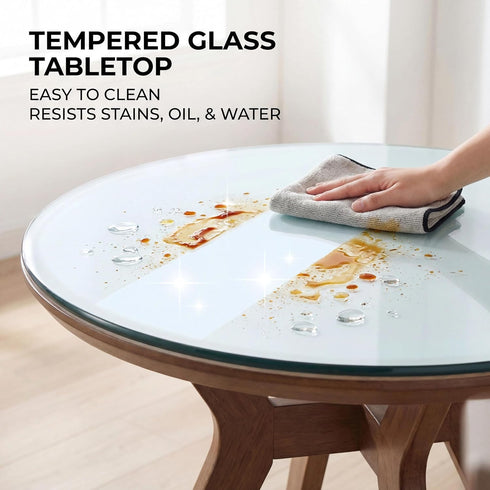 20" 1/4'' (20 inch) Tempered Glass Table Top Round Transparent Table Surface Thick Pencil Polished Edge Multipurpose