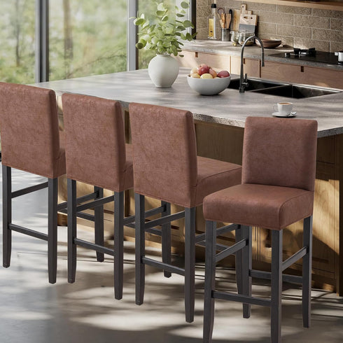 Set 4, FUANGUI Bar Stool Covers of Stretch Removable Bar Stool Seat Covers with Backs Slipcovers, Bar Chair Covers