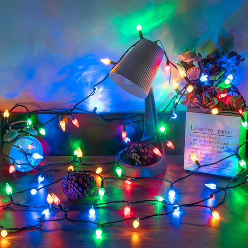 AWQ 200LED 66 C6 8 (200, FT Christmas String Lights Plug in Fairy Twinkle String Lights Modes Timer Function Waterproof