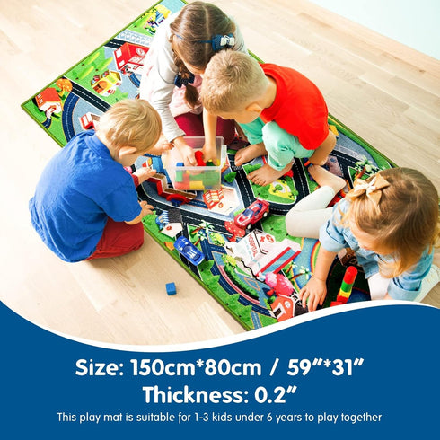 4'11" 2'7" Booooom Jackson Car Rug Play Mat for Kids, x Rug,Car with Roads Bedroom, Kid Carpet Toddler Boy, Car Area