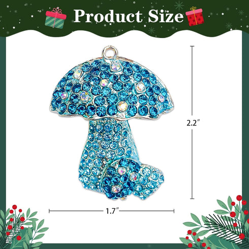 2025 JUESMOS Mushroom Christmas Ornaments Metal Mushroom Hanging Ornament for Christmas Tree Decorations Crystal