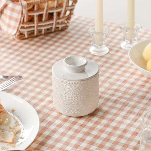 Countertop, Butter Crock, Ceramic Butter Keeper & Dish with Lid - Keeps Butter Soft and Spreadable Fresh for Christmas