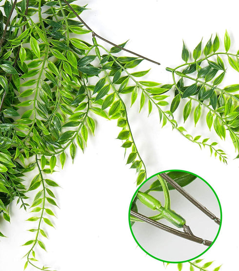 Artificial Hanging Vine - Weeping Willow Plastic Plants, Faux Ivy Garland for Indoor Outdoor Decor (4 Pcs)
