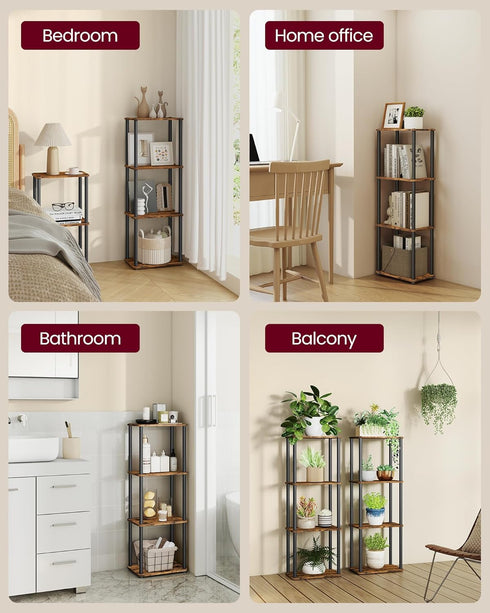 4-Tier 9.4 15 41.3 Inches, ULLS152K01 VASAGLE Superfast Toolless Assembly, Shelf for Living Room, Standing Shelf