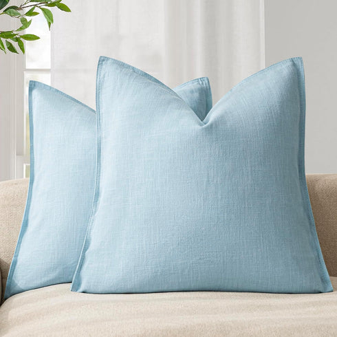 Foindtower Pack of 2, Decorative Linen Soild Throw Pillow Covers Soft Accent