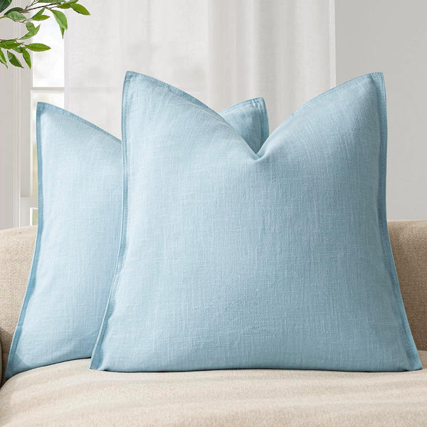 Foindtower Pack of 2, Decorative Linen Soild Throw Pillow Covers Soft Accent