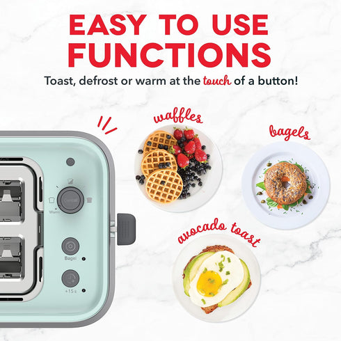 DASH SmartStore 2-Slice Toaster - Compact Design with 5 Browning Levels & Storage Lid, Aqua