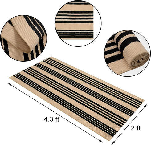 Front Door Mat Outside Entrance, 2'x4.3' Outdoor Mats for Front Door Cotton Machine Washable Outdoor Door Mat Reversible Layered Outdoor Door Mats for Outside Entry Front Door/Farmhouse/Kitchen by Tiveney