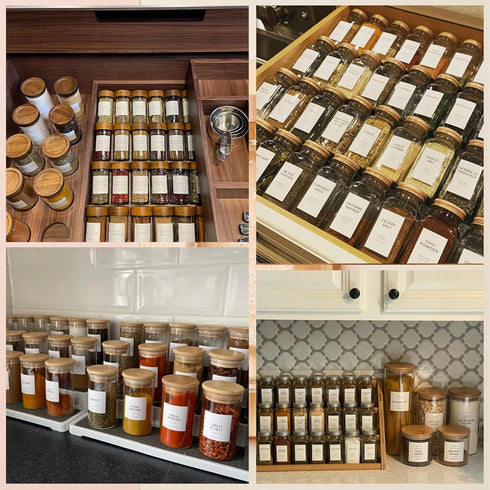 Kuocodall 201 Spice Jar Labels - Preprinted Minimalist Waterproof Stickers for Kitchen Jars, Herb & Seasoning Labels