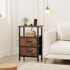24.2" Vagusicc Nightstand with Charging Station, Small Night Stand with Fabric Drawers for Bedroom, End Table, Bedside