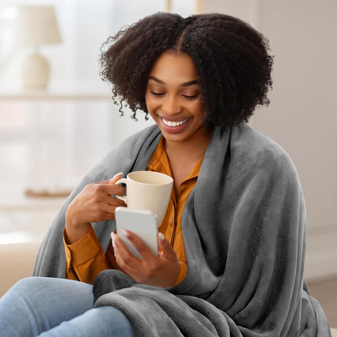 Utopia Bedding Fleece Blanket Throw Size Grey, 300GSM Luxury Soft Microfiber for Couch, Sofa, and Bed (60x50 Inch)