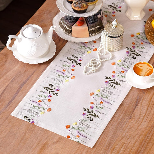 ARTABLE Lace Tablecloth - Linen Color Embroidery Country Farm Elegant Coffee Tablecloth
