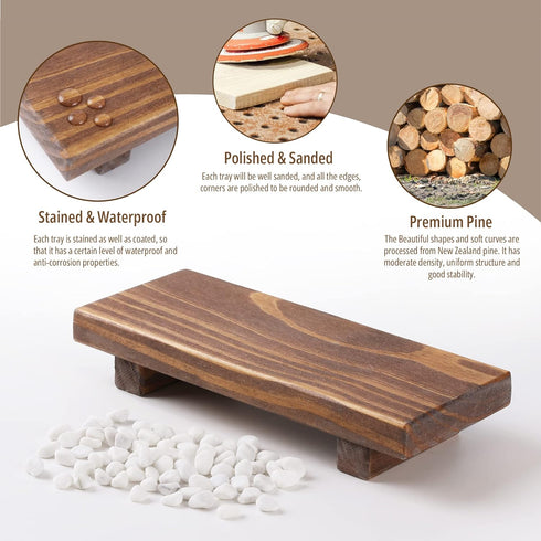 Counter Wood Pedestal Soap Stand, Farmhouse Wood Riser, Soap Dish Holder/Tray Decor for Bathroom Kitchen, Rustic Candle